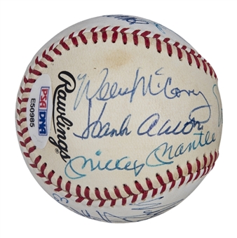 500 Home Run Club Multi Signed ONL Feeney Baseball With 11 Signatures Including Mantle & Williams (PSA/DNA)
